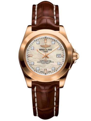 Breitling Galactic 32 Sleek Edition Rose Gold / Pearl Diamond / Croco H7133012.A803.778P