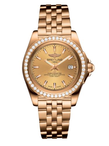 Breitling Galactic 32 Sleek Edition Rose Gold / Diamond / Golden Sun / Bracelet H7133053.H549.792H