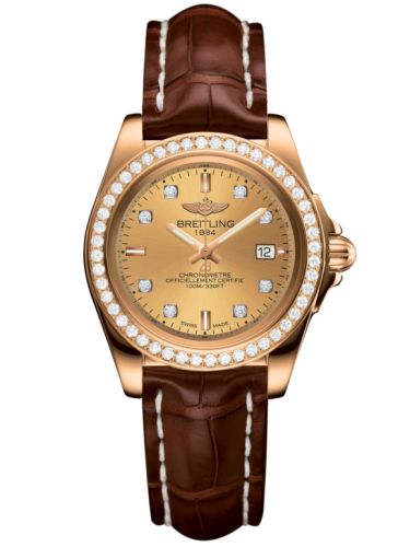 Breitling Galactic 32 Sleek Edition Rose Gold / Diamond / Golden Sun Diamond / Croco H7133053.H550.778P