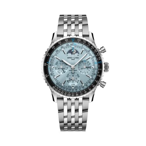 Breitling Navitimer B19 Chronograph 43 Perpetual Calendar Stainless Steel - Platinum / Ice Blue / Bracelet PB1920251C1A1