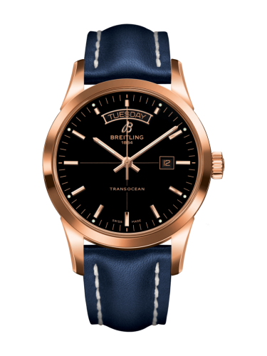 Breitling Transocean Day & Date Red Gold / Black / Calf / Pin R4531012/BB70/105X/R20BA.1