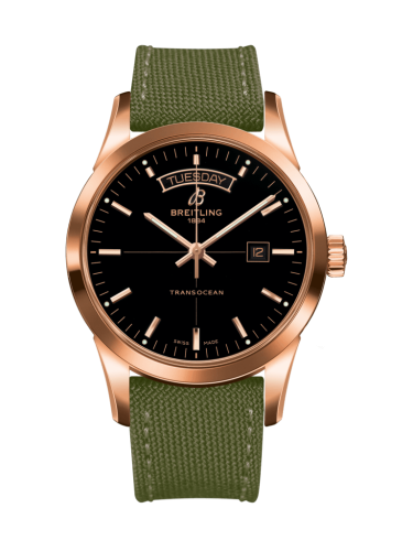 Breitling Transocean Day & Date Red Gold / Black / Military / Pin R4531012/BB70/106W/R20BA.1