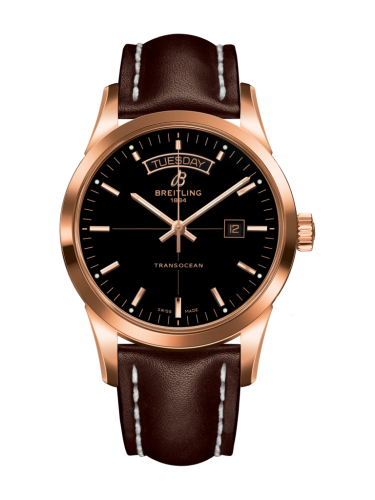 Breitling Transocean Day & Date Red Gold / Black / Calf / Pin R4531012/BB70/437X/R20BA.1