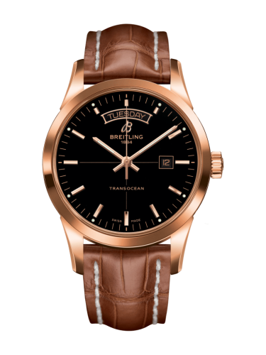 Breitling Transocean Day & Date Red Gold / Black / Croco / Folding R4531012/BB70/738P/R20D.1