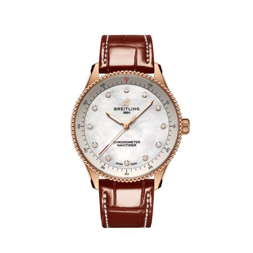 Breitling Navitimer Quartz 32 Red Gold / MOP / Croco / Pin R77320E61A1P1