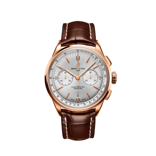 Breitling Premier B01 Chronograph 42 Red Gold / Silver / Alligator RB0118371G1P1