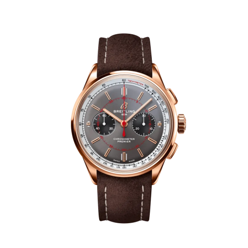 Breitling Premier B01 Chronograph 42 Red Gold / Grey / Nubuck / Wheels & Waves RB0118A31B1X1