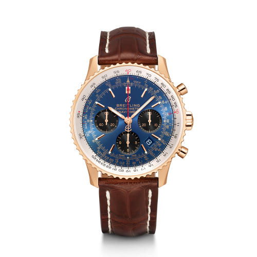 Breitling Navitimer 1 B01 Chronograph 43 Red Gold / Blue / Croco / Pin RB0121211C1P2