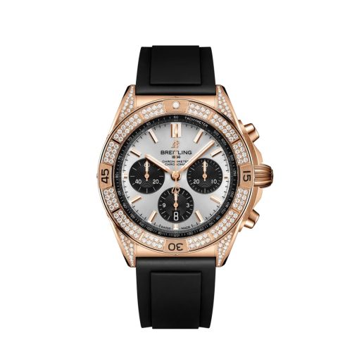 Breitling Chronomat B01 42 Red Gold - Diamond / Silver / Rubber RB0134721G1S1