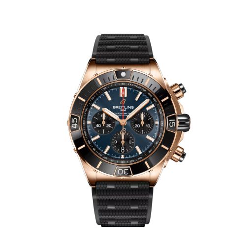 Breitling Super Chronomat B01 44 Red Gold / Blue / Rubber Rouleaux RB01362A1C1S1