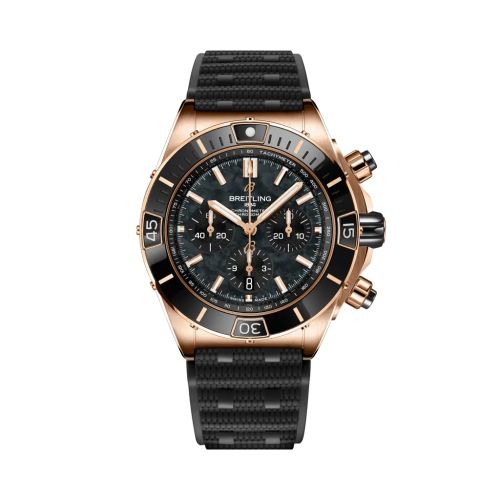 Breitling Super Chronomat B01 44 Red Gold / Black MOP / Rubber Rouleaux RB01365A1B1S1
