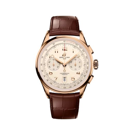 Breitling Premier B01 Chronograph 42 Red Gold / Cream / Alligator - Matte RB0145371G1P2