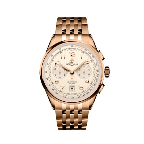 Breitling Premier B01 Chronograph 42 Red Gold / Cream / Bracelet RB0145371G1R1