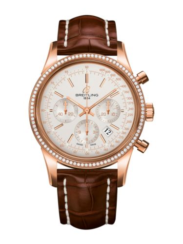 Breitling Transocean Chronograph Red Gold / Diamond / Silver / Croco RB015253.G738.737P