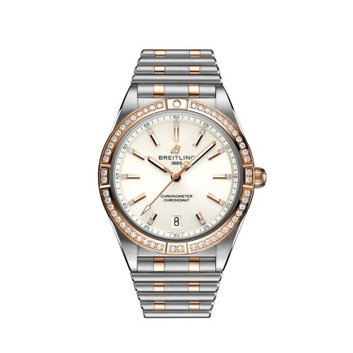 Breitling Chronomat Automatic 36 Stainless Steel / Red Gold - Diamond / White / Rouleaux U10380591A1U1