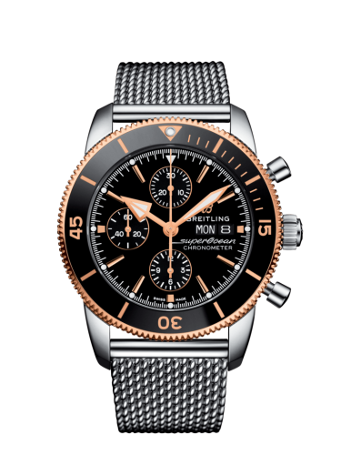 Breitling Superocean Heritage II Chronograph 44 Stainless Steel / Rose Gold / Black / Milanese U13313121B1A1