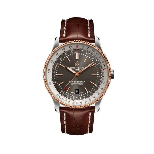 Breitling Navitimer Automatic 41 Automatic Stainless Steel / Rose Gold / Grey / Croco / Folding U17326211M1P2
