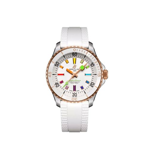 Breitling SuperOcean Automatic 36 Stainless Steel - Red Gold / White - Rainbow U17377211A1S1