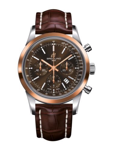 Breitling Transocean Chronograph Stainless Steel Red Gold / Brown / Croco UB015212.Q594.739P