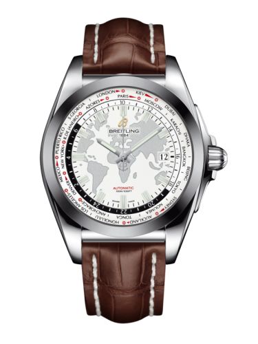 Breitling Galactic Unitime Stainless Steel / SleekT / Antarctica White / Croco WB3510U0.A777.739P