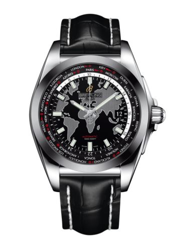 Breitling Galactic Unitime Stainless Steel / SleekT / Trophy Black / Croco WB3510U4/BD94/743P
