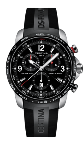 Certina DS Podium Big Size Chrono 1/100 Sec Stainless Steel / PVD / Black / Rubber C001.647.27.057.00