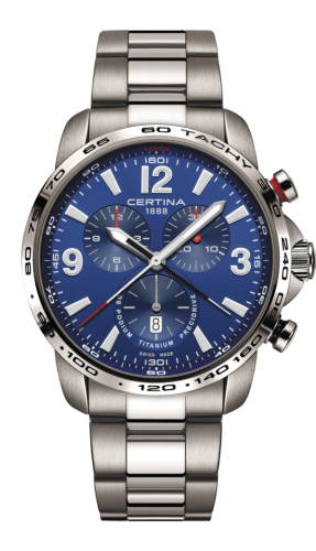Certina DS Podium Big Size Chrono 1/100 Sec Titanium / Blue C001.647.44.047.00
