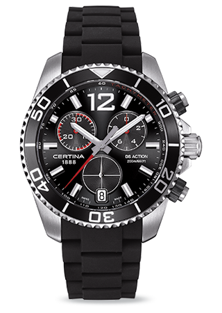 Certina DS Action Chronograph Quartz Stainless Steel / Black / Rubber C013.417.17.057.00