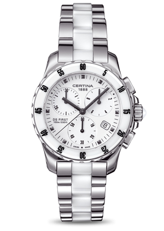 Certina DS First Lady Ceramic Chrono White Bracelet C0142171101100
