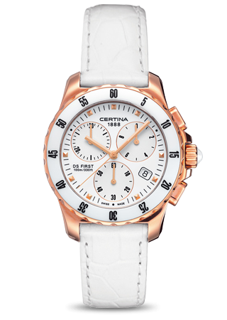 Certina DS First Lady Ceramic Chrono Rose White C0142173601100