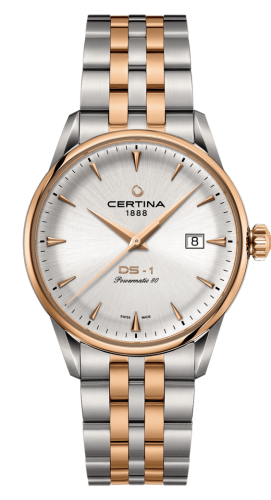 Certina DS-1 Powermatic 80 40 Stainless Steel / Rose Gold PVD / Silver / Bracelet C029.807.22.031.00