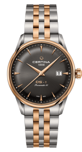 Certina DS-1 Powermatic 80 40 Stainless Steel / Rose Gold PVD / Grey / Bracelet C029.807.22.081.00