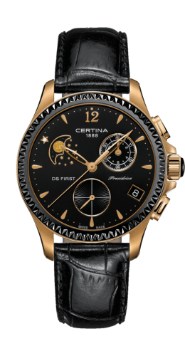 Certina Ds First Lady Chronograph Moon Phase Rose Gold - Ceramic / Black C030.250.36.056.00