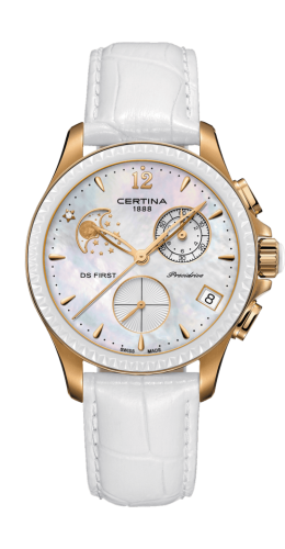 Certina Ds First Lady Chronograph Moon Phase Rose Gold - Ceramic / MOP C030.250.36.106.00