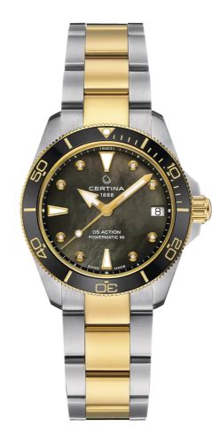 Certina DS Action Lady 34.5 Stainless Steel - Yellow Gold / Black MOP C032.007.22.126.00