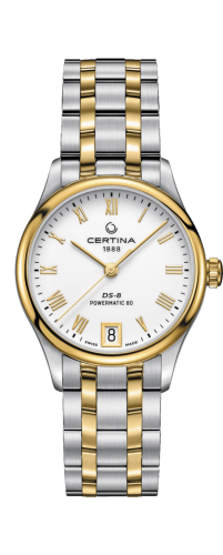 Certina DS-8 Powermatic 80 Lady Stainless Steel / Yellow Gold PVD / White / Bracelet C033.207.22.013.00