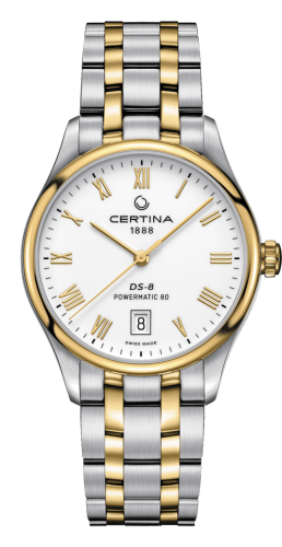 Certina DS-8 Powermatic Stainless Steel / Yellow Gold PVD / White / Bracelet C033.407.22.013.00