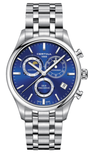 Certina DS-8 Chronograph Moon Phase Stainless Steel / Blue / Bracelet C033.450.11.041.00