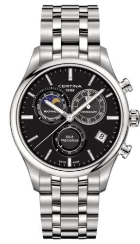 Certina DS-8 Chronograph Moon Phase Stainless Steel / Black / Bracelet C033.450.11.051.00