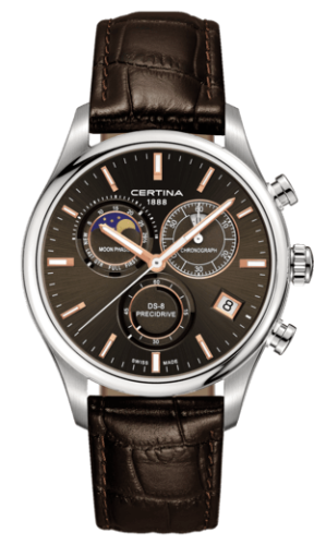 Certina DS-8 Chronograph Moon Phase Stainless Steel / Brown / Strap C033.450.16.081.00