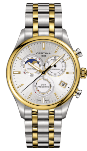 Certina DS-8 Chronograph Moon Phase Stainless Steel / Gold / Bracelet C033.450.22.031.00