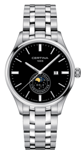 Certina DS-8 Moon Phase Stainless Steel / Black / Bracelet C033.457.11.051.00