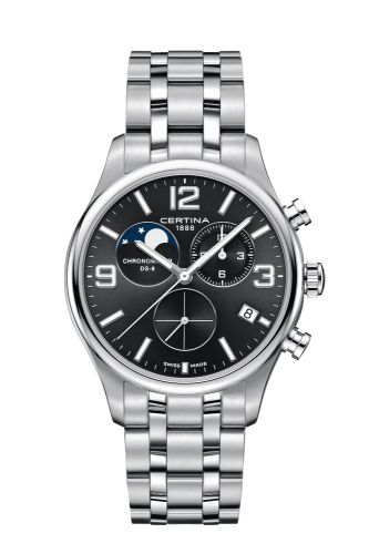 Certina DS-8 Chronograph Moon Phase Stainless Steel / Black / Bracelet C033.460.11.057.00