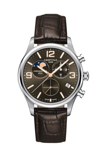 Certina DS-8 Chronograph Moon Phase Stainless Steel / Brown C033.460.16.087.00