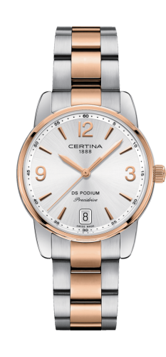 Certina DS Podium 33 Stainless Steel / Rose Gold PVD / Silver / Bracelet C034.210.22.037.00