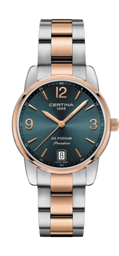 Certina DS Podium 33 Stainless Steel / Rose Gold PVD / Green / Bracelet C034.210.22.097.00