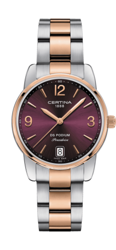 Certina DS Podium 33 Stainless Steel / Rose Gold PVD / Red / Bracelet C034.210.22.427.00