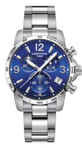 Certina DS Podium Chronograph 1/10 Sec Stainless Steel / Blue / Bracelet C034.417.11.047.00