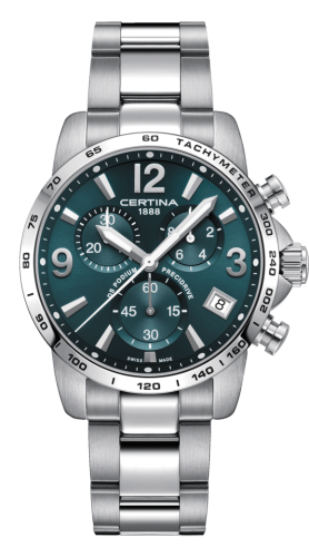 Certina DS Podium Chronograph 1/10 Sec Stainless Steel / Green / Bracelet C034.417.11.097.00