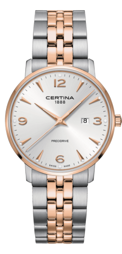 Certina DS Caimano 39 Stainless Steel / Rose Gold PVD / Silver / Bracelet C035.410.22.037.01